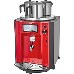 Premium Jumbo 40 Litre Üç Demlikli Çay Makinesi - Kırmızı De10p-k