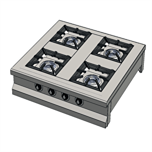 Csa Karacasan Set Üstü Dörtlü 4 Gözlü Tüplü Ocak100x100x25cm