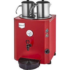 Otomatik Su Alma 23 Litre İki Demlikli Çay Kazanı Makinesi Kırmızı