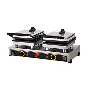 Işıkgaz Silverinox Endüstriyel Elektrikli Çiçek Kare Waffle Makinesi