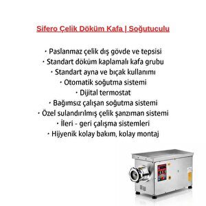 Çağdaş No 42 Soğutmalı Sifero Çelik Kıyma Makinesi 380v