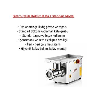 Çağdaş No 32 Sifero Çelik Kaplama Kıyma Makinesi 220v