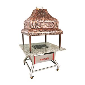 Granit 130x130x90 Cm Davlumbazlı Mangal Tezgahı
