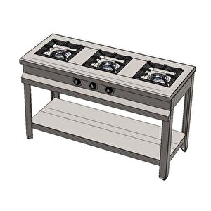 Csa Karacasan Tüplü Taban Raflı Üçlü 3 Gözlü Ocak