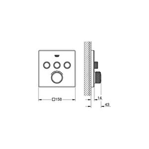 Grohtherm Smartcontrol Üç Yollu Yön Değiştiricili Ankastre Termostatik Duş Bataryası - 29157ls0