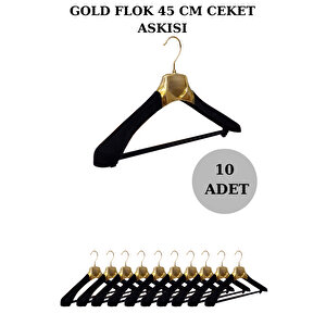 10 Adet A Kalite Flok-gold Kaplama Plastik Ceket Askısı Kıyafet Askısı Takım Elbise Askısı