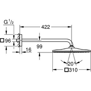 Rainshower Mono 310 Cube Tepe Duşu Seti 422 Mm, Tek Akışlı - 26564dc0