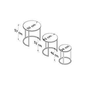 Mermer Desen Metal Zigon Sehpa ( Kırılmaz Cam )