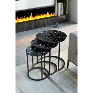 Mermer Desen Siyah Metal, Üçlü