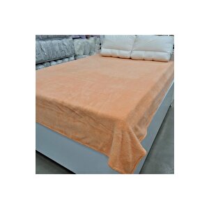 Wellsoft Televizyon Battaniyesi Peluş Battaniye Çift Kişilik 220*230 Sütlü Kahve Pastel Turuncu