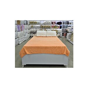 Wellsoft Televizyon Battaniyesi Peluş Battaniye Çift Kişilik 220*230 Sütlü Kahve Pastel Turuncu