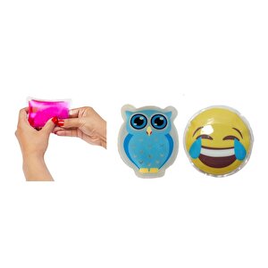 Gülen Emoji Mavi Baykuş Cep Sobası,el Isıtıcı,2 Adet Sıcak Su Torbası