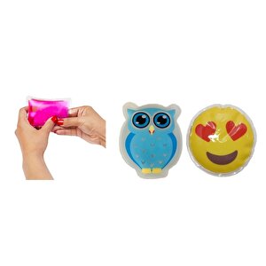 Kalp Emoji Mavi Baykuş Cep Sobası,el Isıtıcı,2 Adet Sıcak Su Torbası
