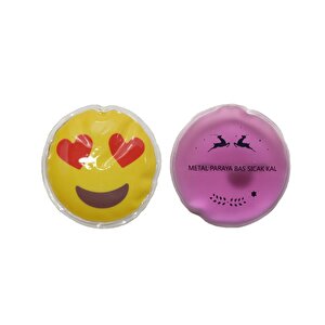 Kalp Emoji Pembe Ceylan Cep Sobası,el Isıtıcı,2 Adet Sıcak Su Torbası