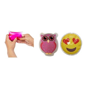 Kalp Emoji Pembe Baykuş Cep Sobası,el Isıtıcı,2 Adet Sıcak Su Torbası