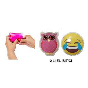 Gülen Emoji Pembe Baykuş Cep Sobası,el Isıtıcı,2 Adet Sıcak Su Torbası