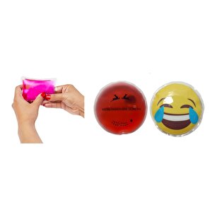 Gülen Emoji Kırmızı Ceylan Cep Sobası,el Isıtıcı,2 Adet Sıcak Su Torbası