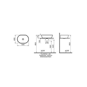 Vitra Geo 7427b020-0016 Oval Çanak Lavabo, 55 Cm, Mat Bej