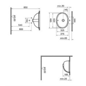 Vitra S20 6039b003-0012 Tezgah Altı Lavabo, 42 Cm, Beyaz