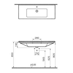 Vitra S50 5480b003-0001 Etajerli Lavabo, 120 Cm, Beyaz