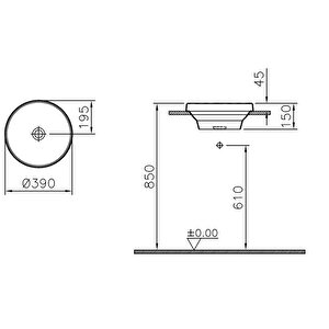 Vitra Frame 5651b403-0016 Tezgah Üstü Yuvarlak Lavabo, Vitra Clean, 40 Cm, Beyaz