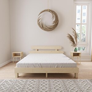Damla Model Vernikli Ahşap Karyola Ve İki Komodin Set 140x200 cm