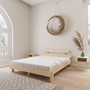 Damla Model Vernikli Ahşap Karyola Ve İki Komodin Set 140x200 cm