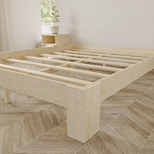 Soft Model Vernikli Çam Ahşap Karyola Ve İki Komodin Set 100x200 cm