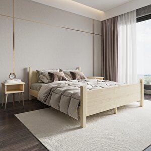 Melodi Model Vernikli Ahşap Karyola Ve İki Komodin Set 200x200 cm