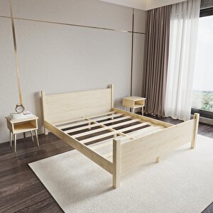 Melodi Model Vernikli Ahşap Karyola Ve İki Komodin Set 200x200 cm