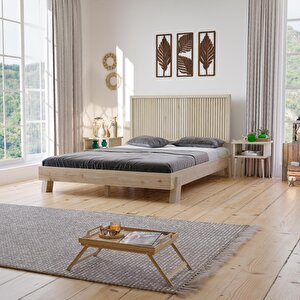 Ebruli Model Doğal Çam Ahşap Karyola 90x200 cm