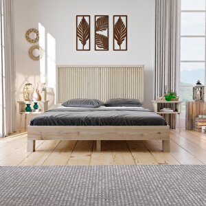 Ebruli Model Doğal Çam Ahşap Karyola 140x200 cm