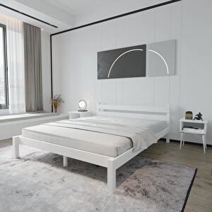 Letto Model Beyaz Renk Ahşap Karyola Ve İki Komodin Set 120x200 cm