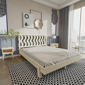 Siena New Model Doğal Çam Ahşap Karyola Ve İki Komodin Set 90x190 cm