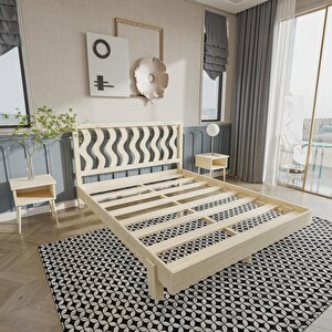 Siena New Model Doğal Çam Ahşap Karyola Ve İki Komodin Set 90x190 cm