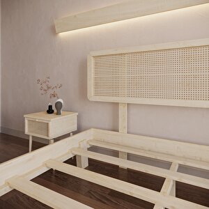 Hazeran Lilyum Model Doğal Ahşap Karyola Ve İki Komodin Set 150x200 cm