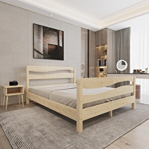 Okyanus Model Vernikli Çam Ahşap Karyola Ve İki Komodin Set 120x200 cm