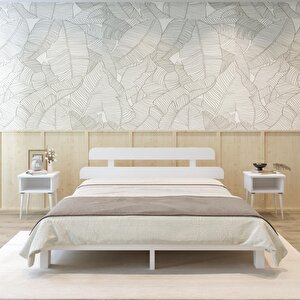 Lotus New Model Beyaz Renk Ahşap Karyola Ve İki Komodin Set 160x200 cm