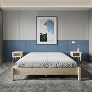 Loft Model Doğal Çam Ahşap Karyola Ve İki Komodin Set 140x200 cm