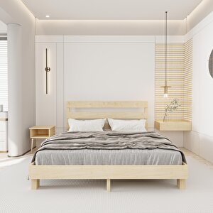 Natura New Model Doğal Çam Ahşap Karyola Ve İki Komodin Set 140x200 cm