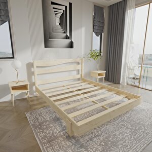 Okyanus New Model  Vernikli Çam Ahşap Karyola Ve İki Komodin Set 140x200 cm