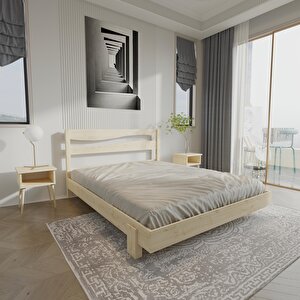 Okyanus New Model  Vernikli Çam Ahşap Karyola Ve İki Komodin Set 160x200 cm