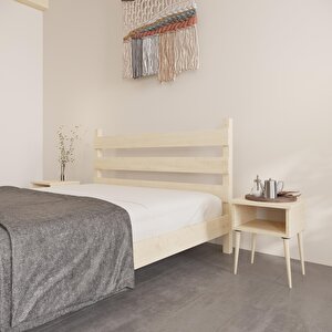 Natura Model Doğal Çam Ahşap Karyola Ve İki Komodin Set 140x200 cm