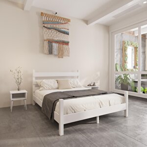 Natura Model Ceviz Renk Çam Ahşap Karyola Ve İki Komodin Set 120x200 cm