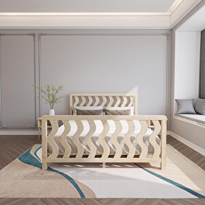 Siena Model Doğal Çam Ahşap Karyola Ve İki Komodin Set 150x200 cm