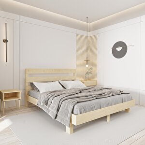 Natura New Model Vernikli Çam Ahşap Karyola Ve İki Komodin Set 150x200 cm