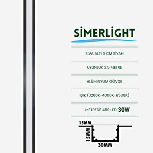 Sıva Altı Lineer Aydınlatma 3cm Siyah