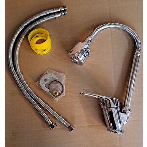 Mutfak Eviye Lavabo Batarya Fıskiyeli Kubarlı Musluk Tasarruflu Fonksiyonlu Evye Çeşmesi