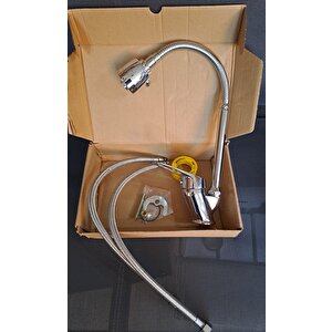 Mutfak Eviye Lavabo Batarya Fıskiyeli Kubarlı Musluk Tasarruflu Fonksiyonlu Evye Çeşmesi