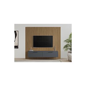 Panel Tv Ünitesi Meşe-gri 220 Cm